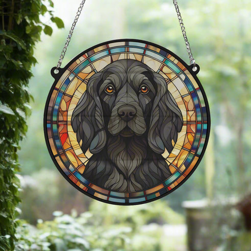 Cocker Spaniel Black Stained Glass Effect Suncatcher